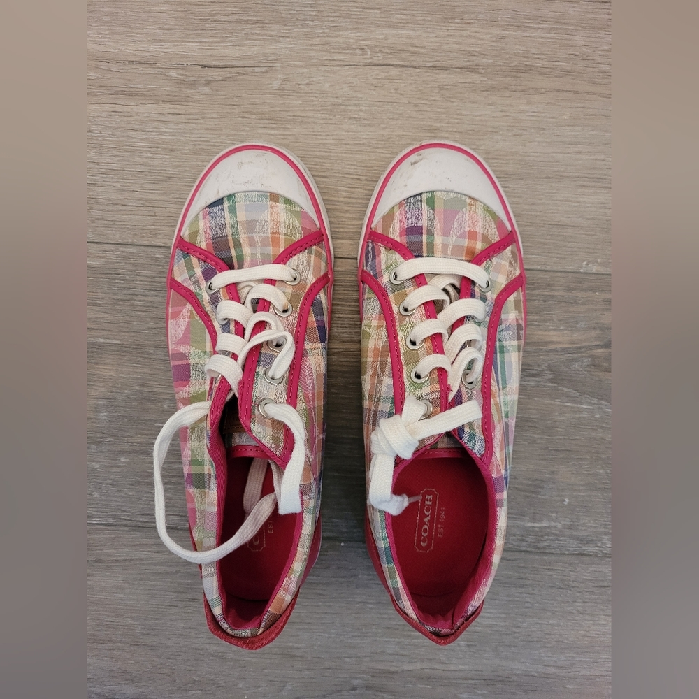 Coach Pink Plaid Barret Low top sneaker size 9